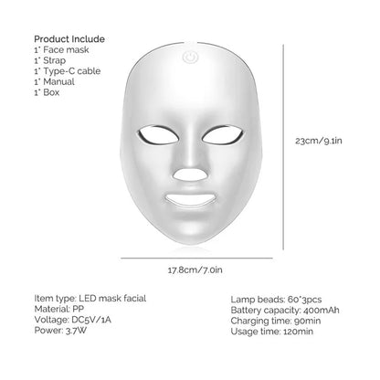 Mascarilla Facial LED de fotones Profesional para el cuidado de la piel